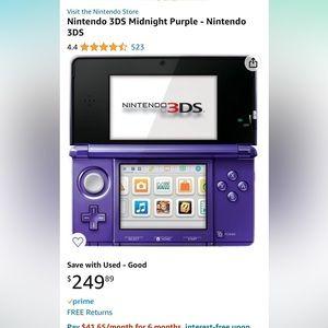 Nintendo 3DS Midnight Purple & Nintendo Ds lite